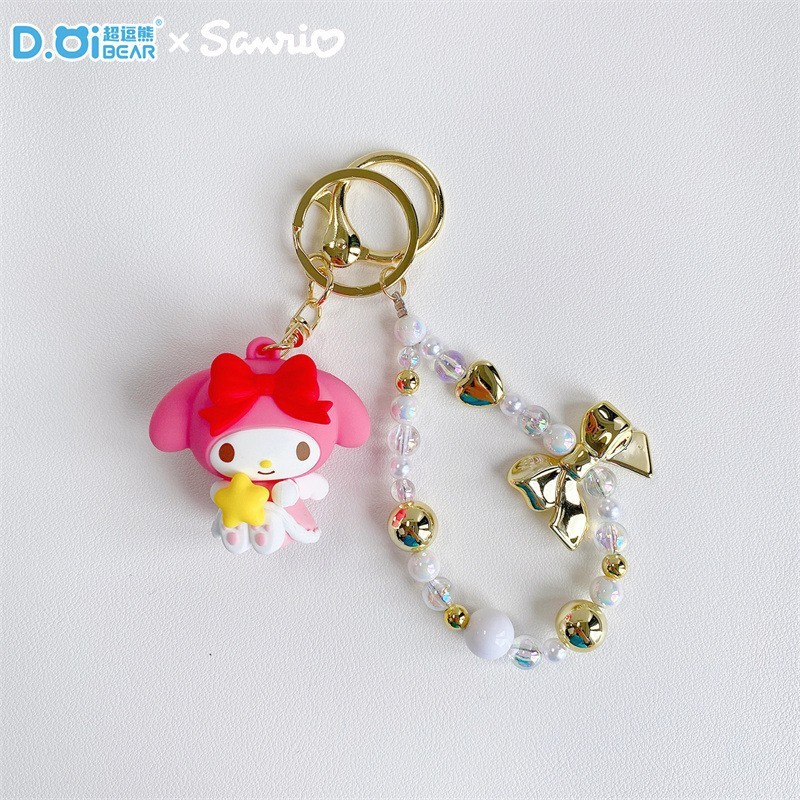 正版三丽鸥格纹草莓系列钥匙扣HelloKitty库洛米玩偶可爱包包挂饰|undefined