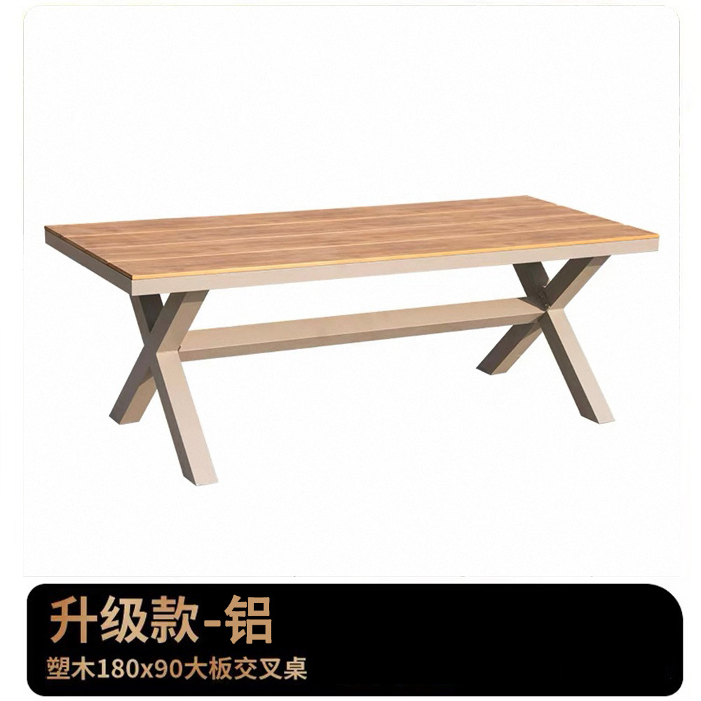 Mesa y silla de madera de plástico al aire libre, patio de madera anticorrosiva, mesa de comedor de ocio al aire libre, jardín, mesa y silla de café al aire libre, combinación