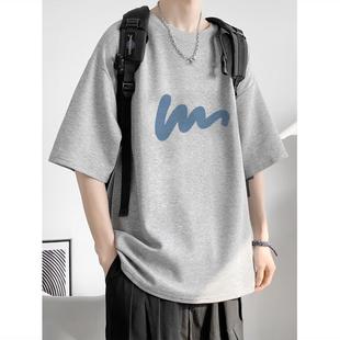 Short-sleeved T-shirt Men's Summer Half-sleeve 2023 New Heavy Trendy Brand Ins Loose Half-sleeve Clothes Men's 12