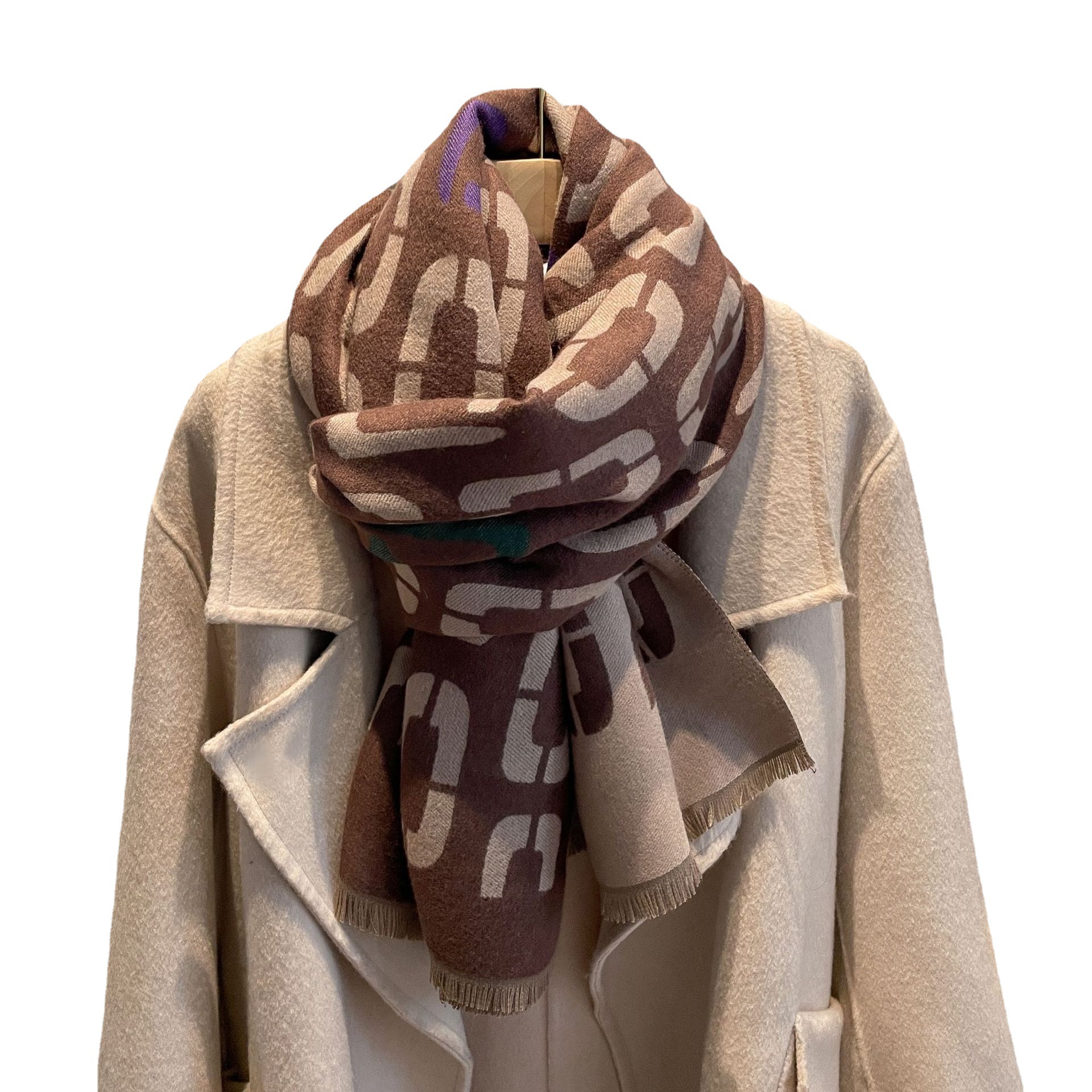 2022 Otoño e Invierno Nuevo estilo coreano bufanda de Cachemira de moda chal exterior largo cepillado engrosado bufanda a juego