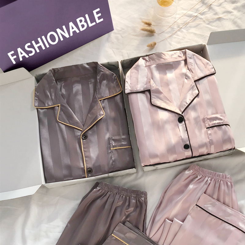 Pijamas de pareja para mujer en primavera y otoño, ropa de dormir de seda de manga larga para hombre, nueva colección 2025, tallas grandes.