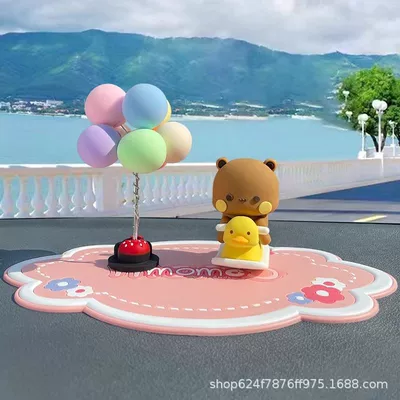Peripheral Trendy Toy Doll — Car ornaments - seesaw-bubu-pink-cushion-balloons