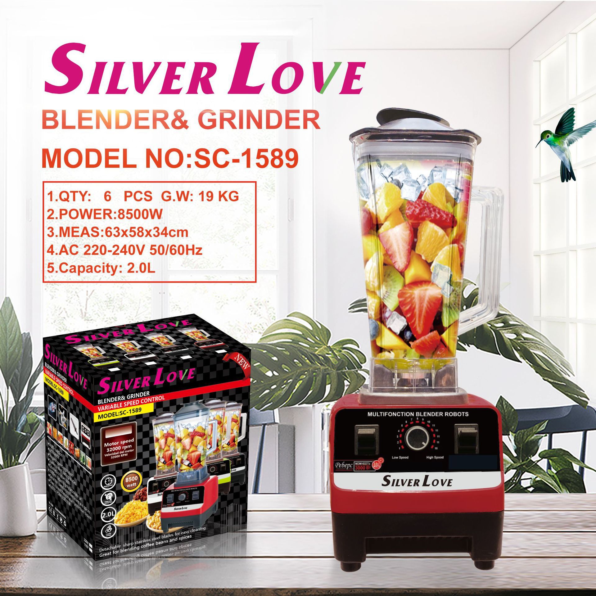 Comercio exterior exportación doble taza máquina de jugo máquina de cocción máquina de molienda máquina de jugo 7630 motor licuadora