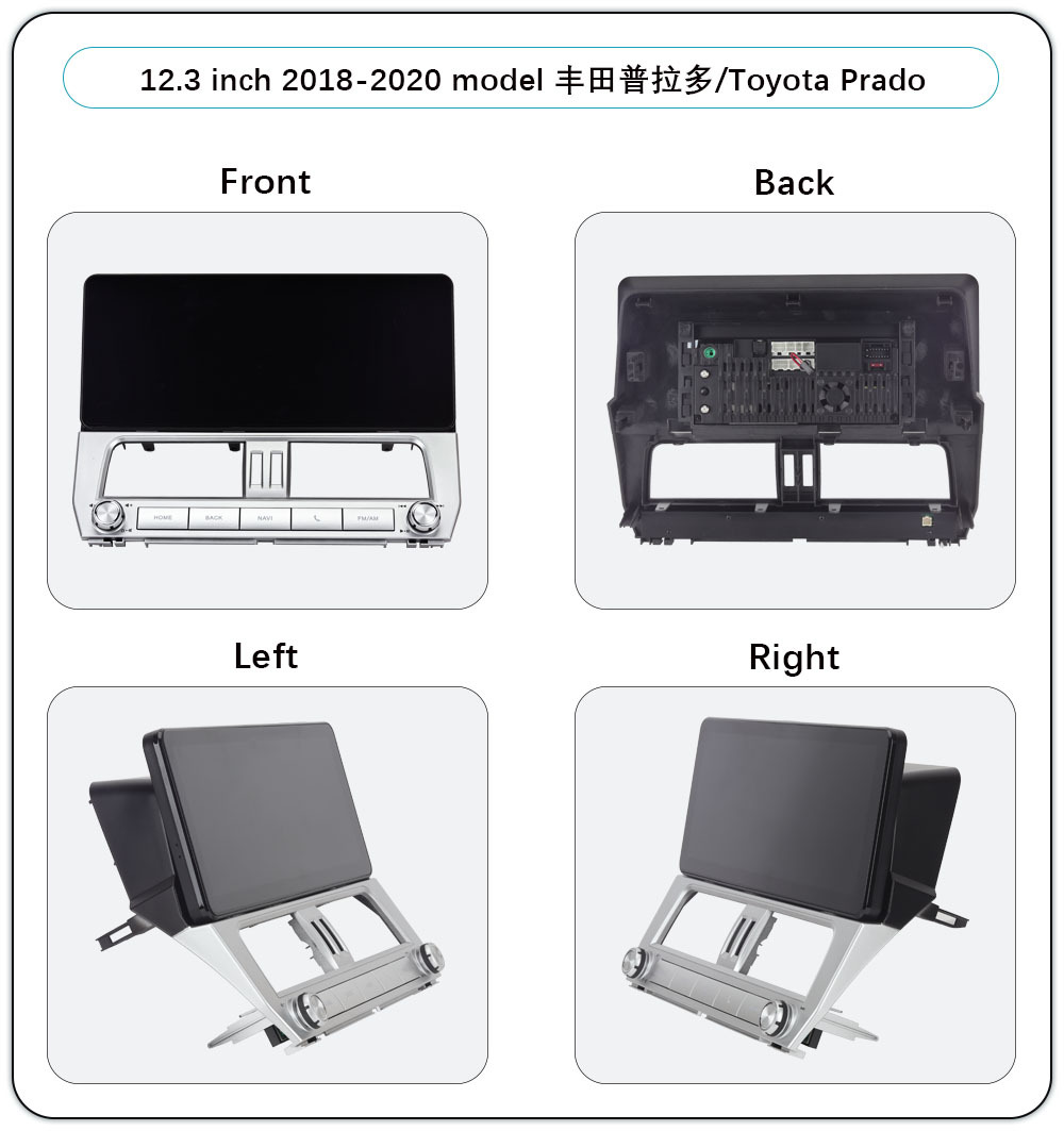 Suitable for 2010-2020 Toyota Prado New and Old Models Modification 12.3inch Android Large Screen Navigator