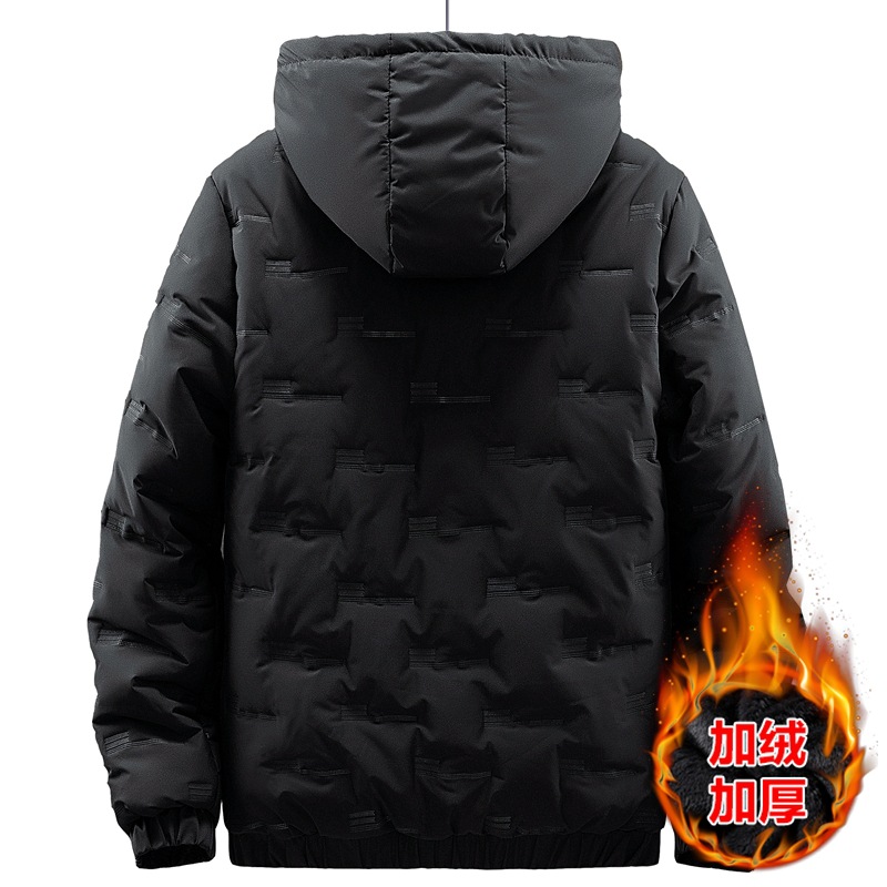跨境冬季休闲男士棉服纯色连帽外套男装加绒加厚棉衣潮 厂家直销