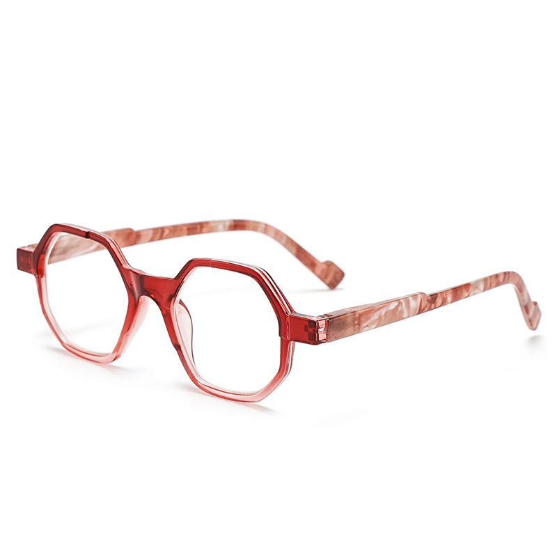 Cross-border PC Reading Glasses With Personalized Design, Gradient Color Glasses, Retro Polygonal Original Frames,_voghion.com