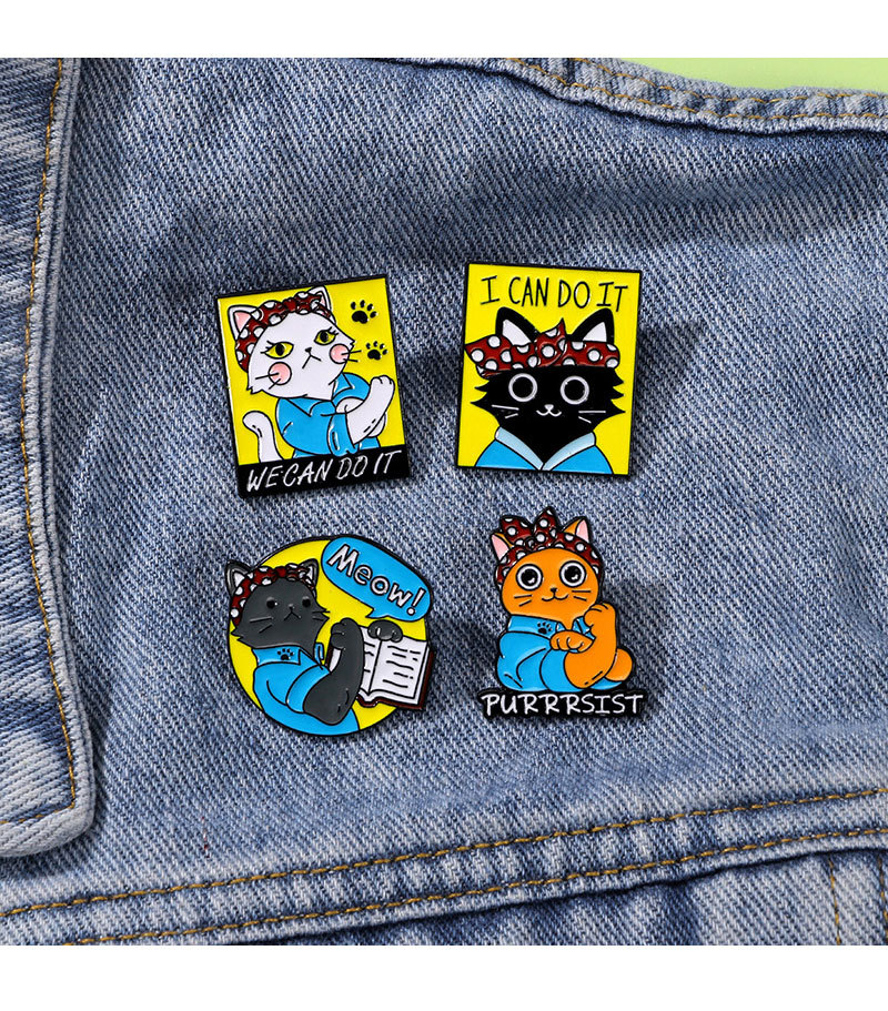 Book, Animal, Bag, Letter, Badge, Cat Pattern Cute Pin Book Animal Bag Alloy Enamel Unisex Brooches