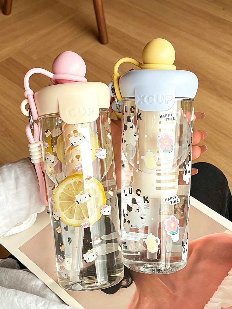2026 Floating Large-Capacity Water Cup for Girls, High-Looking New Student Cup, Cute Portable Straw Summer Water Cup