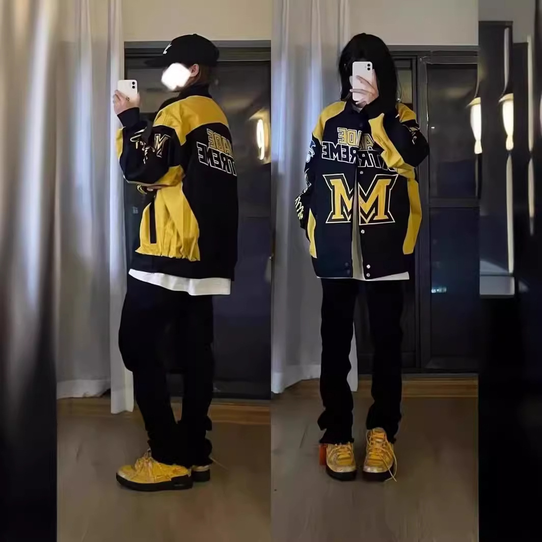 Amerikansk vårkappa för män och kvinnor, höstens toppmode, ny trend, helbroderad jacka_voghion.com