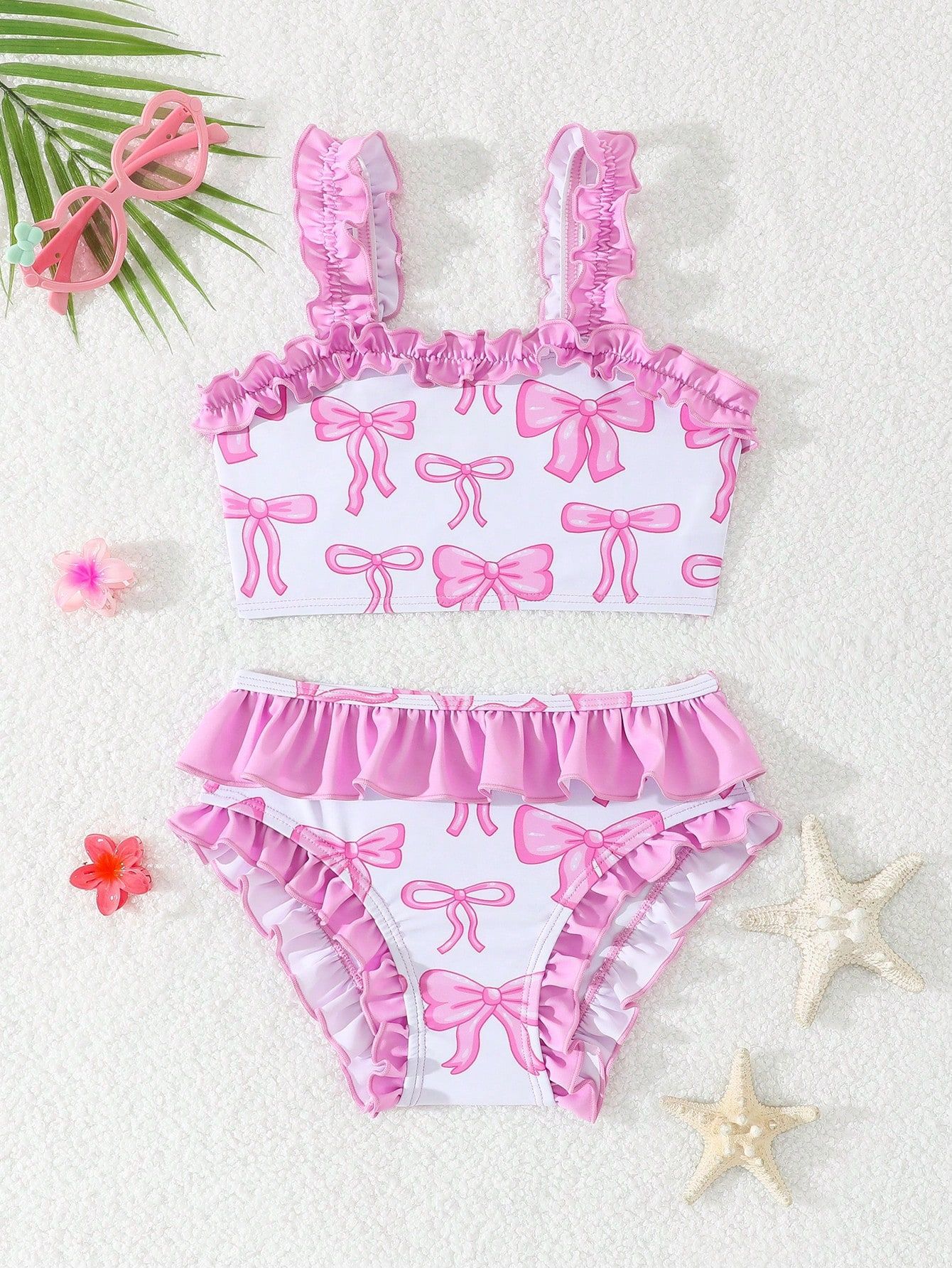 Bikini de dos piezas con flores para niña moda de baño_voghion.com