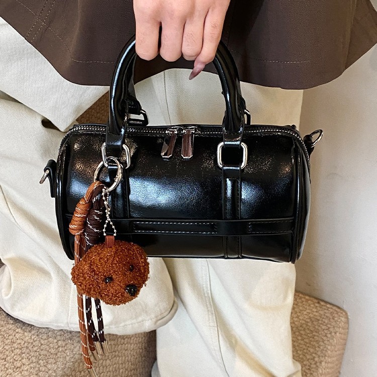 Casual Retro Bowling Bag For Women 2025 Winter New Arrival Handbag Textured Shoulder Bag European & American Style Large Capacity Bag - Thumbnail 5