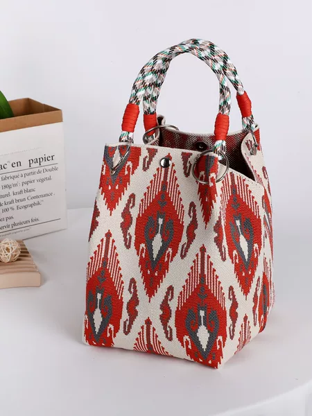 Popular Xinjiang ethnic style backpack with large capacity and Adelais pattern knitted handbag