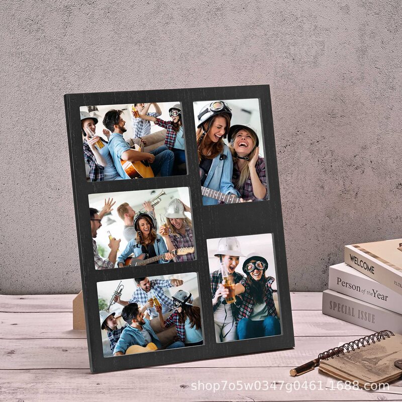 Wooden Collage Photo Frame for Five Photos, Display Frame, Wall-Mountable Photo Board, Family and Couple Photo Frame, Display Picture Frame Wooden Collage Photo Frame for Five Photos, Display Frame, Wall-Mountable Photo Board, Family and Couple Photo Frame, Display Picture Frame