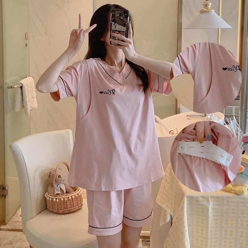 Breastfeeding Pajamas Pure Cotton Summer Thin Short-sleeved Two-piece Maternity Clothes Summer Postpartum Maternity Clothes Breastfeeding Clothes Absorb Sweat Breastfeeding Pajamas Pure Cotton Summer Thin Short-sleeved Two-piece Maternity Clothes Summer Postpartum Maternity Clothes Breastfeeding Clothes Absorb Sweat