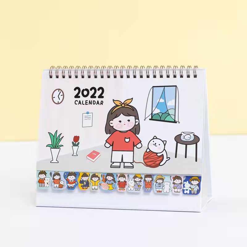订制2024年新款台历日历简约风格可爱型卡通模切三角台历-阿里巴巴