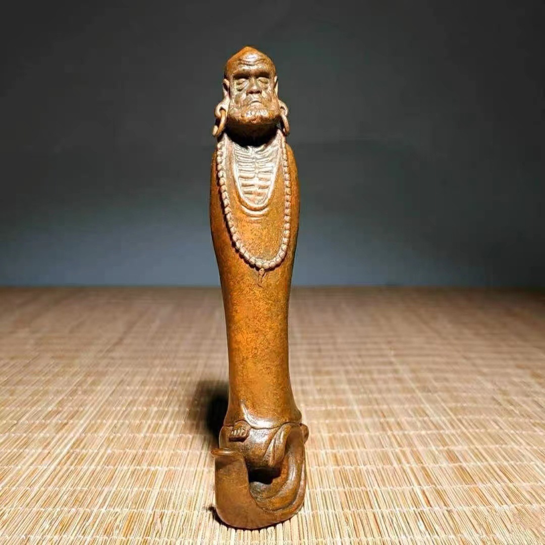 实心老铜渡江达摩摆件达摩祖师悟道创意香插佛像佛祖茶宠香插摆件