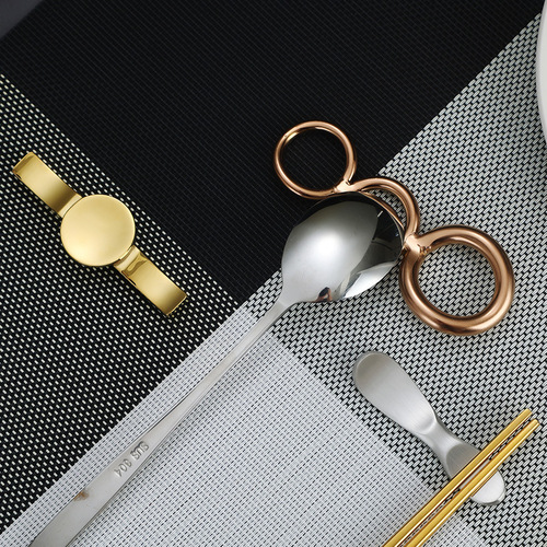 Korean style 304 stainless steel chopstick holder gold public double chopstick holder three-use chopstick holder chopstick pillow key holder rest pad