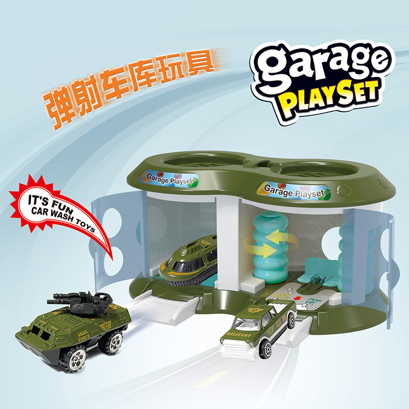Garage toy alloy car parking lot set wholesale ejection toy garage simulation car wash parking lot toy