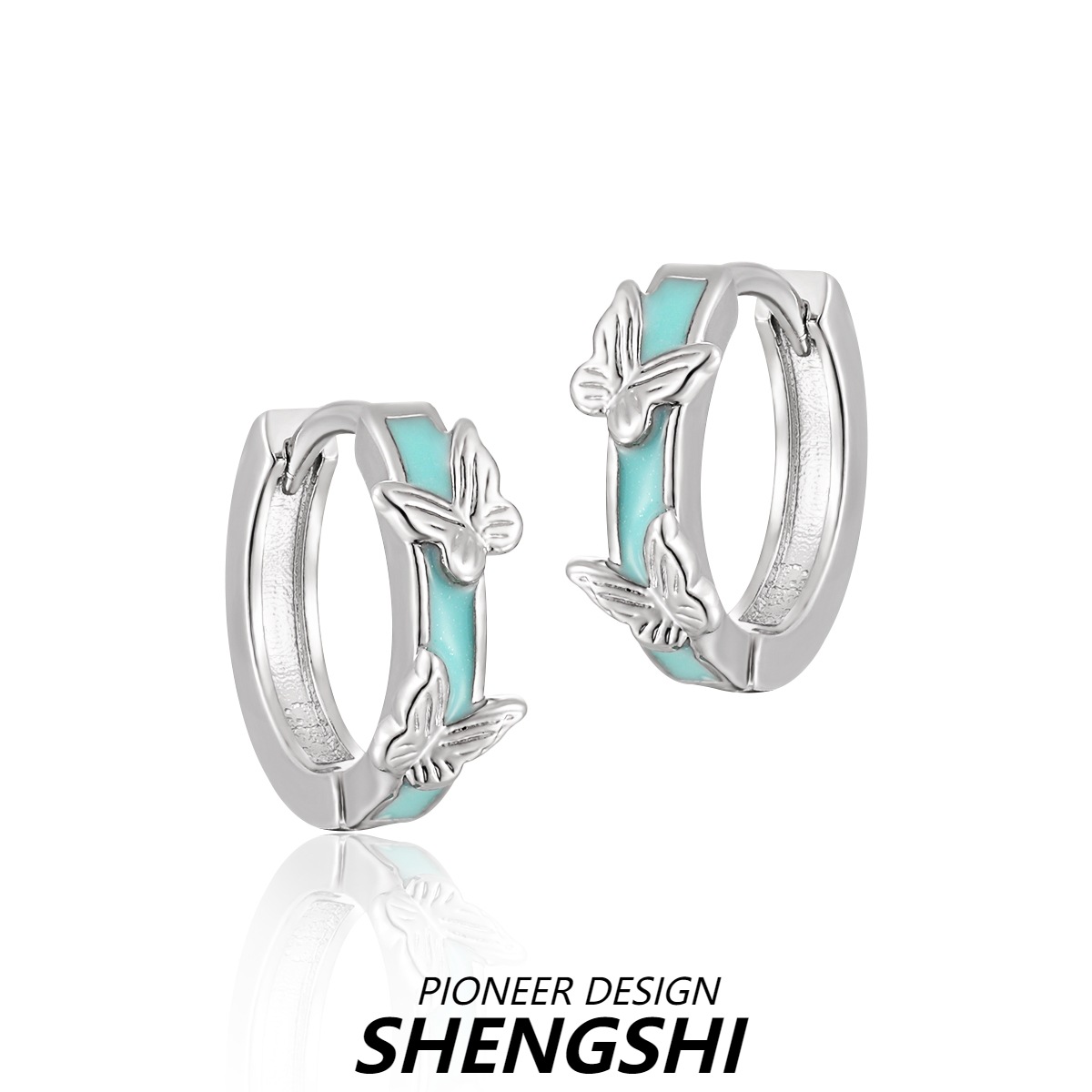 Korean Niche Icy Blue Butterfly Earrings, Fresh and Fashionable Personality, Sweet Temperament, High-End Versatile Earrings