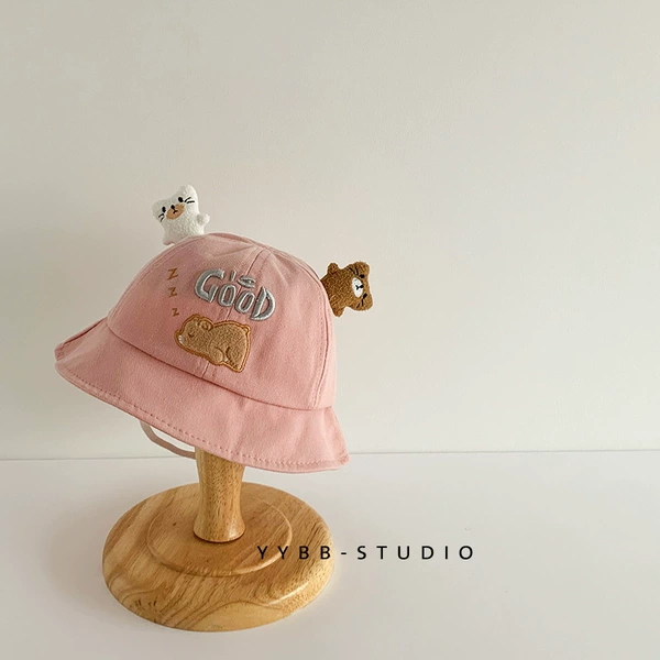 Good sleeping bear fisherman hat pink