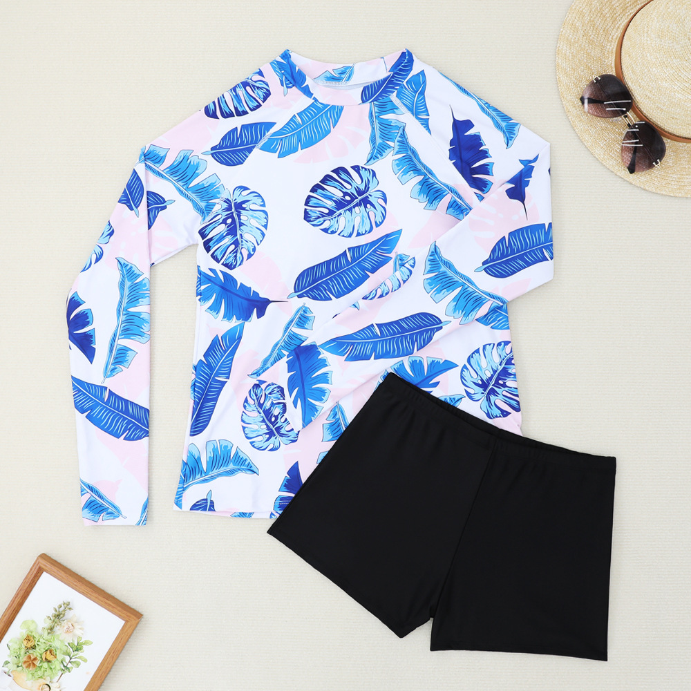 Traje de Baño de Surf de Dos Piezas con Manga Larga de Poliéster, Estampado, para Surf y Natación image 15