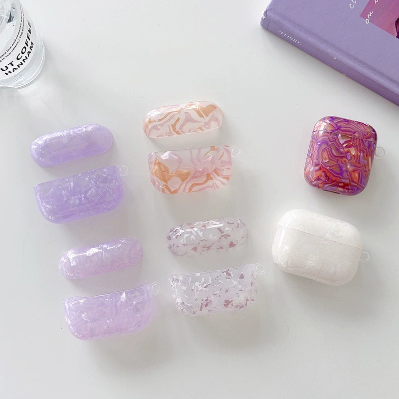 Protective Case (Apple) AirPods 1/2/3/Pro2 — Marble TPU Cover, Keyring Loop, Wireless Charging Friendly