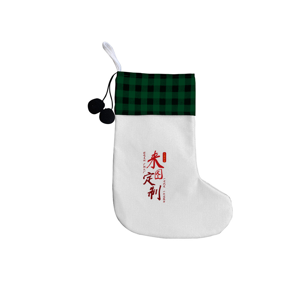 Personalizado con algodón de hortenida calcetines de Navidad calcetines de tela cuadrada a lo largo de bolsas decorativas de árbol de Navidad xqds0436a