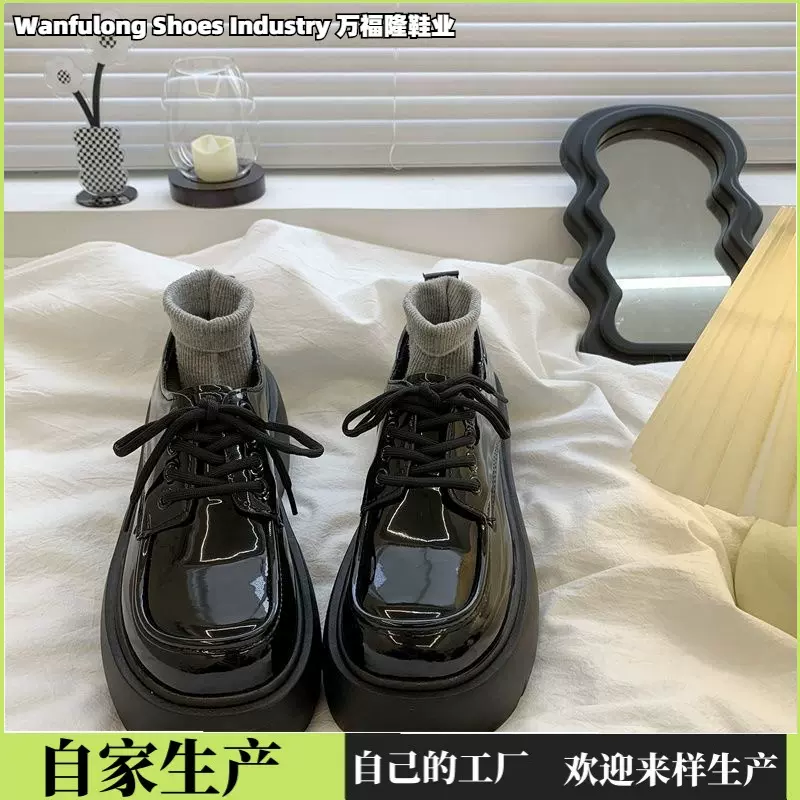 女王范小皮鞋女英伦风2024新款夏季学生大头复古黑色绑带jk单鞋