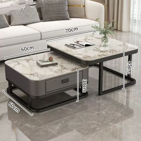 Mesa de té de lujo ligera sala de estar doméstica moderna y pequeña casa red cuadrada de vidrio rojo tablero de TV combinado mesa de té