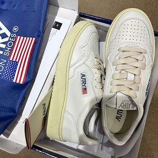 Autry~Genuine Leather White Shoes for Women, Color Matching Casual Sneakers for Men, Ins Fashion, Versatile Trendy Women's Shoes, Lace-Up Sports Style