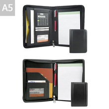 摩登A5多功能文件夹商务PU拉链包带计算机可加logo销售经理夹