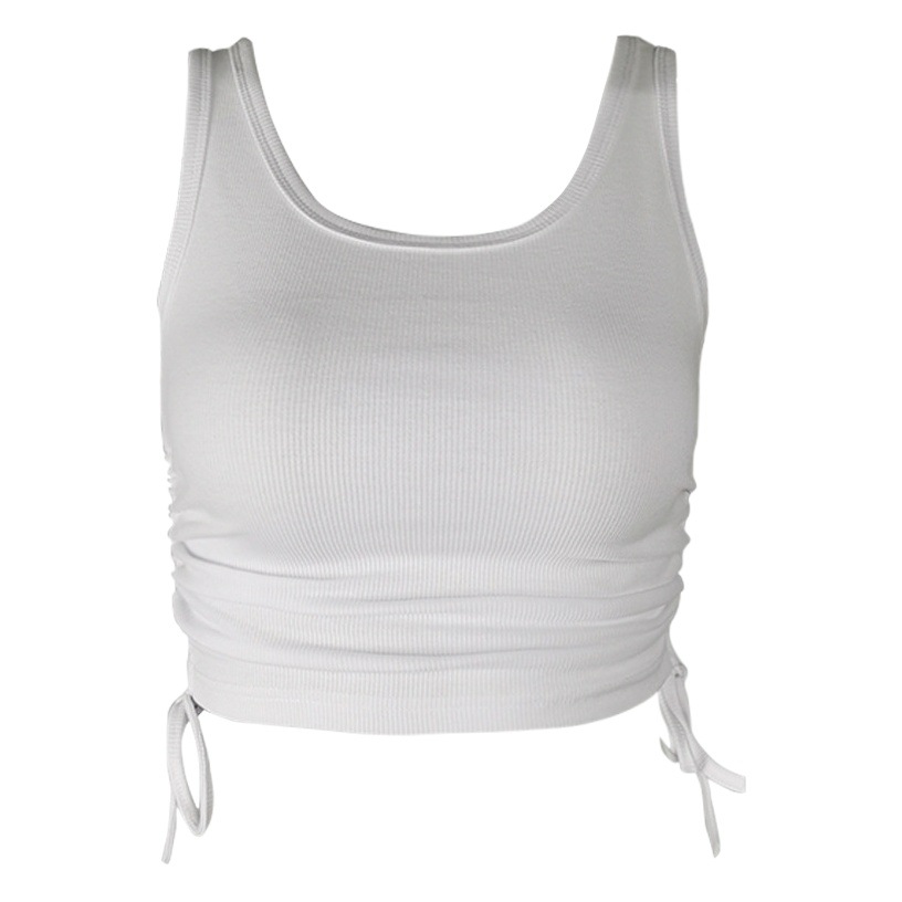 Chaleco corto ajustado con cordón y cuello redondo, estilo europeo y americano, tendencia de moda de Amazon para el verano de 2025. image 1