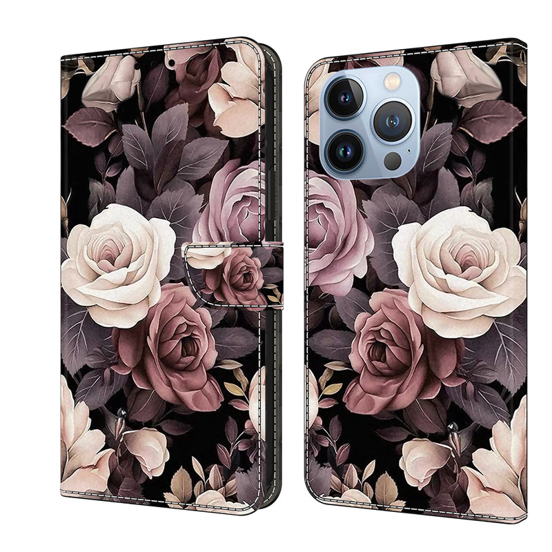 Cross-border New Suitable for iPhone15promax Crystal Material Mobile Phone Leather Case Apple 14 Flip Wallet Card