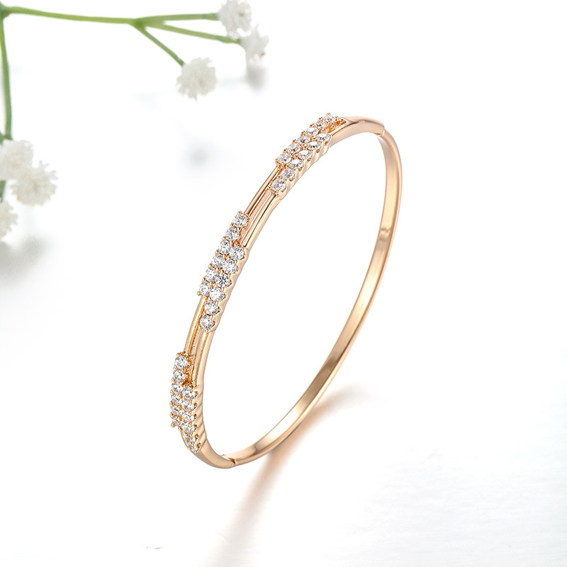 Xuping Europa y los Estados Unidos transfronterizos micro incrustado doble fila de zircon exquisita pulsera de temperamento minimalista clásica joyas de viaje diario al por mayor