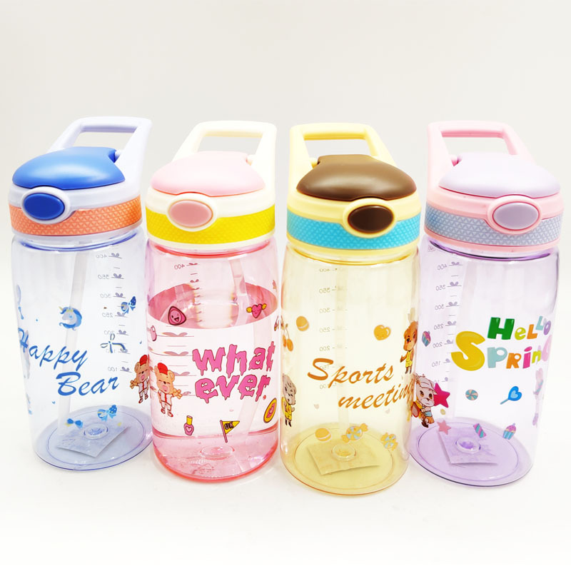 Taza de agua de paja de rebote para niños portátiles de estilo chino Taza de agua de mango de paja de dibujos animados Hervidor portátil de paja deportiva