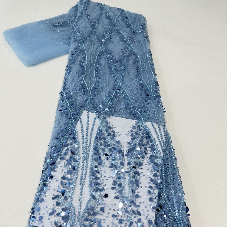 Tubo de bordado de perlas vestido de boda tejido de bordado de esquinilla pesada bordado de perlas tela de bordado de tela de rendimiento de escenario ropa de niños