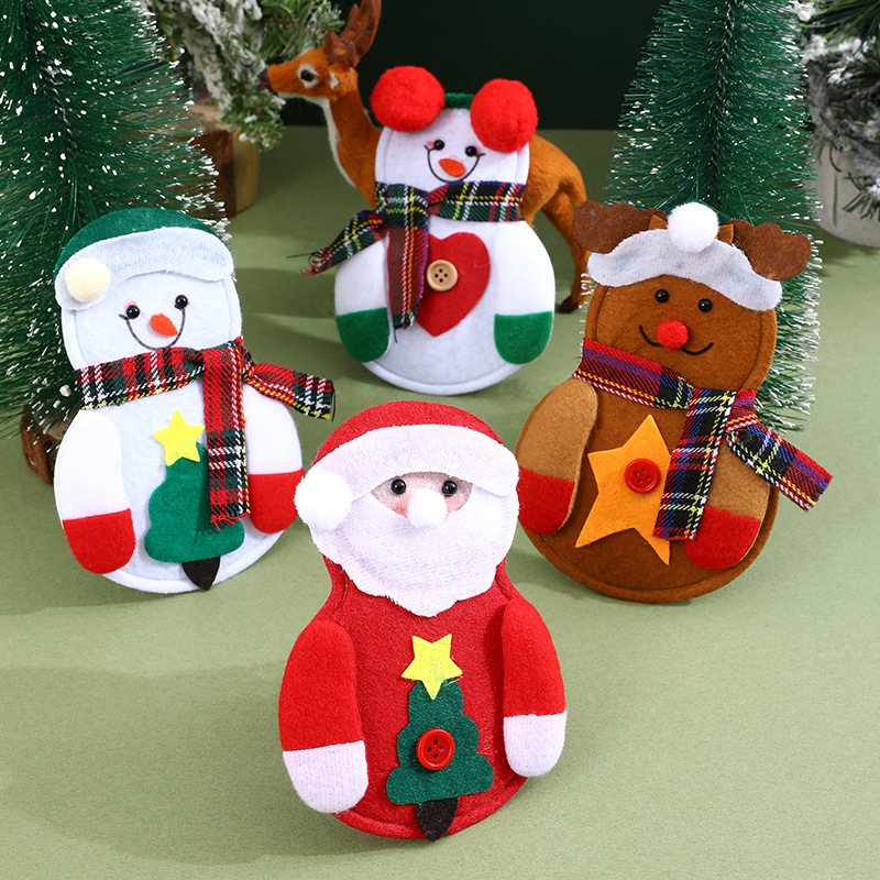 Weihnachtsdekorationen Weihnachtstischdekorationen Geschirrset Weihnachtsmann Schneemann Messer- und Gabelset Messer- und Gabelverschluss Weinflaschenset_voghion.com