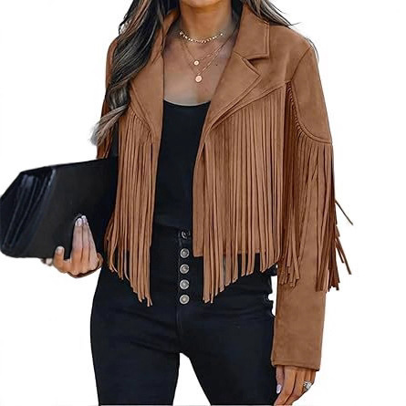 Women's Faux Suede Leather Jacket Fashion Autumn Western Tassel Short Jacket 2025 Tassel Motorcycle Crop Top Women's Faux Suede Leather Jacket Fashion Autumn Western Tassel Short Jacket 2025 Tassel Motorcycle Crop Top