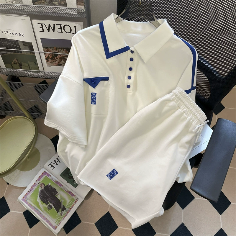 Поколение 2023 летних свободных спортивных шорт подходит для женских рубашек-поло с короткими рукавами из двух частей для женщин