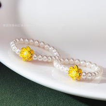 足金999莲花戒指黄金指环莲花转运珠好运连连贝珠编织戒指母亲节