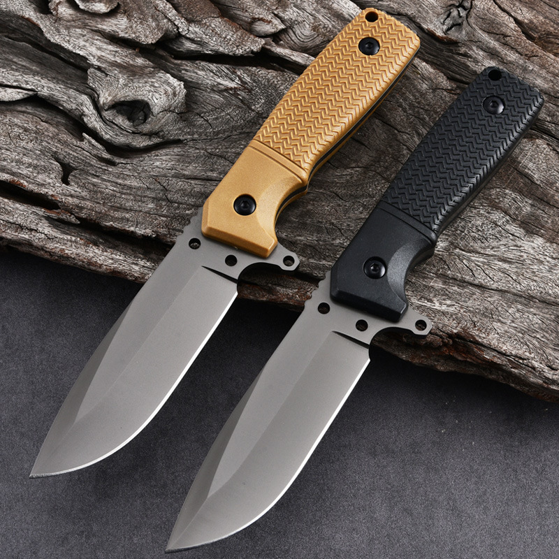 跨境热销户外直刀多功能战术军刀野外生存刀带工具卡磨刀石打火棒