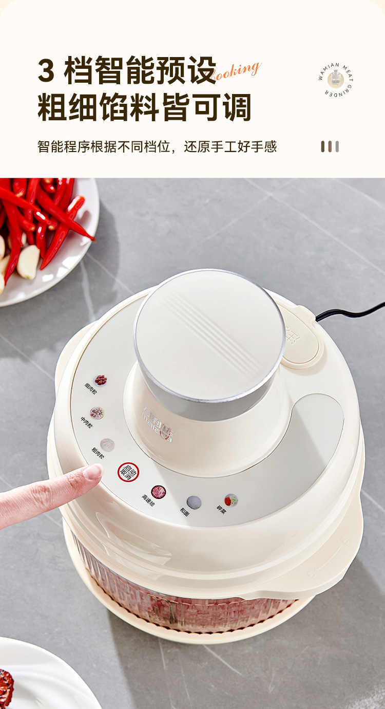 Wanleida intelligente Touchscreen-Fleischwolf mit 5L Großvolumen, multifunktionaler Fleischhacker und Teigkneter, Küchenmaschine