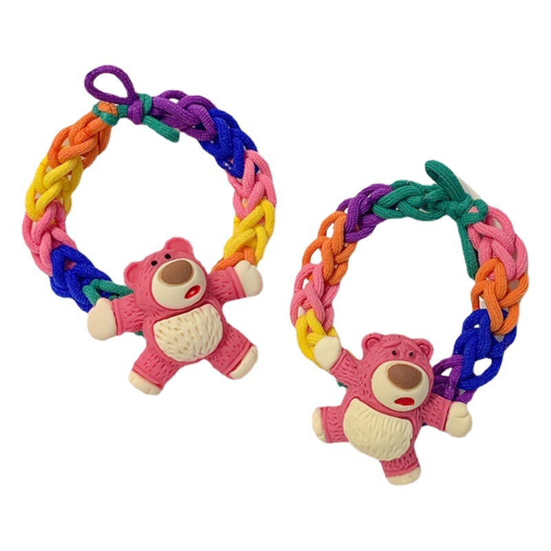 Corea del Sur Dongdaemun nuevo estilo banda de goma hecha a mano colorida banda de pelo lindo Oso de resina cuerda de pelo tocado al por mayor
