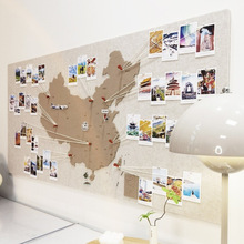 毛毡地图旅行足记打卡照片墙创意背景玄关客厅墙面装饰展示板自粘