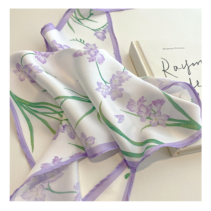 Women's Ig Style Simple Style Flower Satin Printing Silk Scarf display picture 4