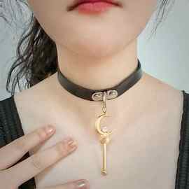 可爱水冰月 全钻魔法棒皮项圈朋克暗黑少女JK锁骨链元素 choker