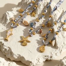 欧美ins风不锈钢金色丝巾搭配海龟靴子星星吊坠高级感项链饰品