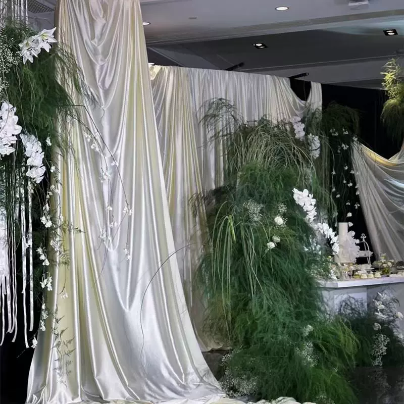 Свадебный занавес Жемчужная мягкая атласная тканевая верхняя ткань Свадебный занавес Скатерть свадебный декор