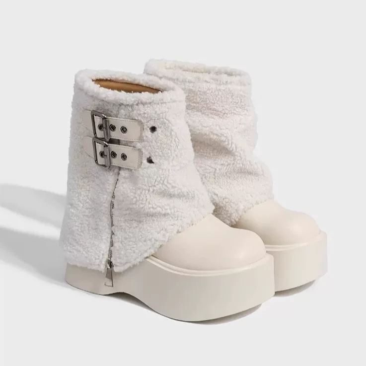 Platform Winter Boots, Women's Shearling-Style Lined, Warm Platform Sole, Sizes 35–40