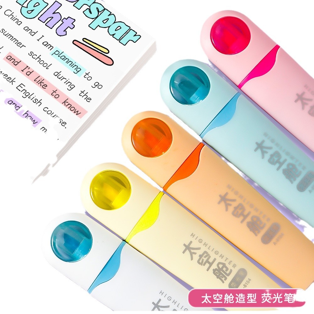 cápsula espacial serie de resaltador de cabeza blanda alto valor de cara liberación marcador marcador de puntos clave de los estudiantes bolígrafo